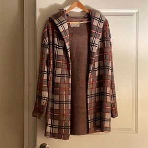 Wool Hooded Plaid Fall Jacket